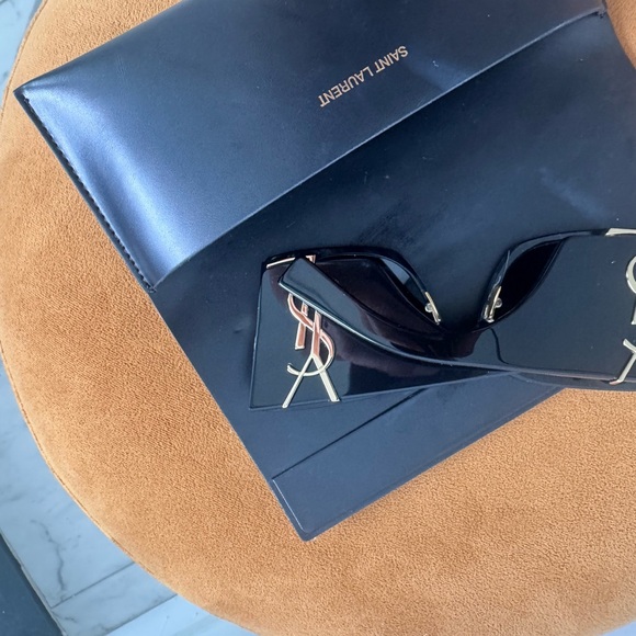 Saint Laurent Monogram Acetate 54MM Blaze Rectangular Sunglasses - Picture 1 of 7